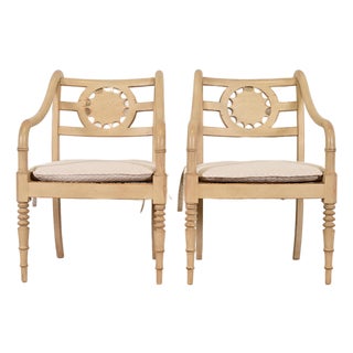 Baker Furniture British Colonial Armchairs, Pair For Sale