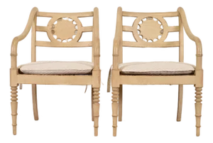 Baker Furniture British Colonial Armchairs, Pair