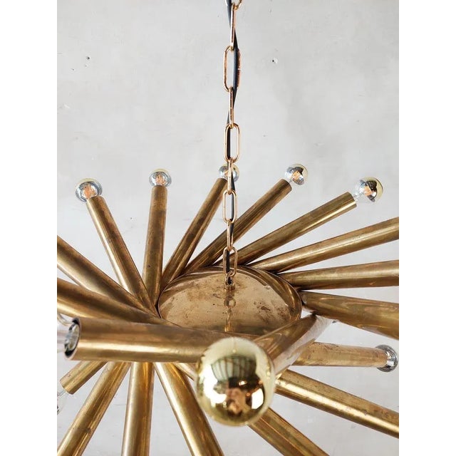 Metal Mid-Century Italian Brass Pendant Lamps attributed to Stilnovo, 1950s, Set of 2 For Sale - Image 7 of 10