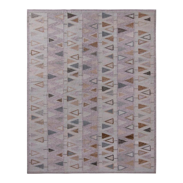 Rug & Kilim’s Scandinavian Geometric Purple & Blue Outdoor Rug - 12'x18' For Sale