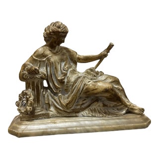 Antique 19th Century Gilt Neo-Classical Seated Woman For Sale