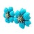 Circa 1980s Italian 18k White Gold Persian Turquoise and Diamond Floral Earrings For Sale - Image 9 of 12