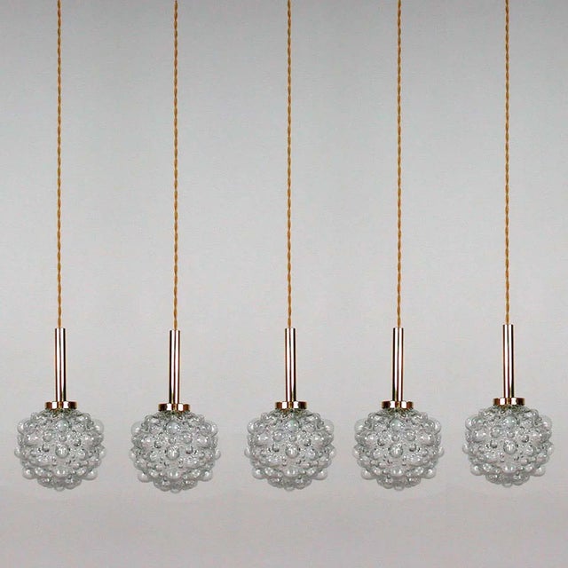 Mid-Century German Clear Bubble and Brass Pendant, 1960s For Sale - Image 9 of 17