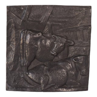 Manuel Martinez Hugué, Large Figurative Plaque, 1930s, Bronze For Sale