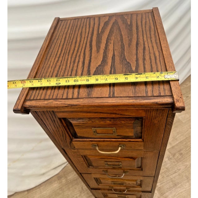 Vintage Tiger Oak File Cabinet Four Drawers, Paneled Sides, Rare Letter Size For Sale - Image 11 of 12