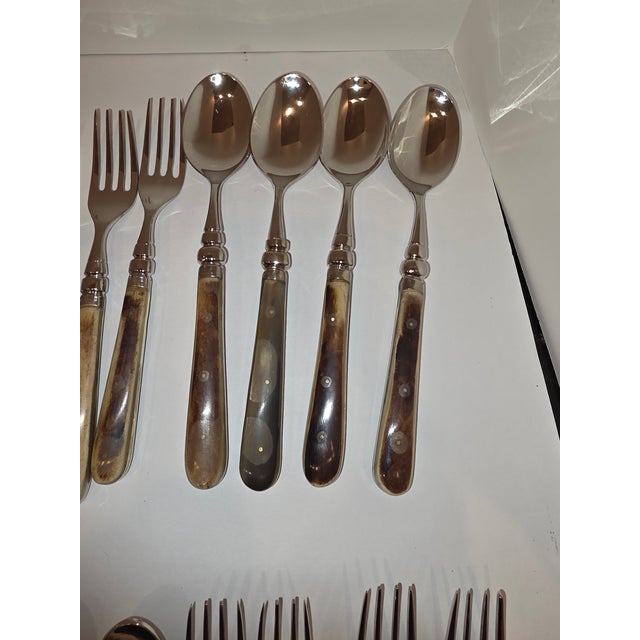 Bone New 22 Piece Set of Bone and Stainless Flatware From Restoration Hardware For Sale - Image 7 of 11
