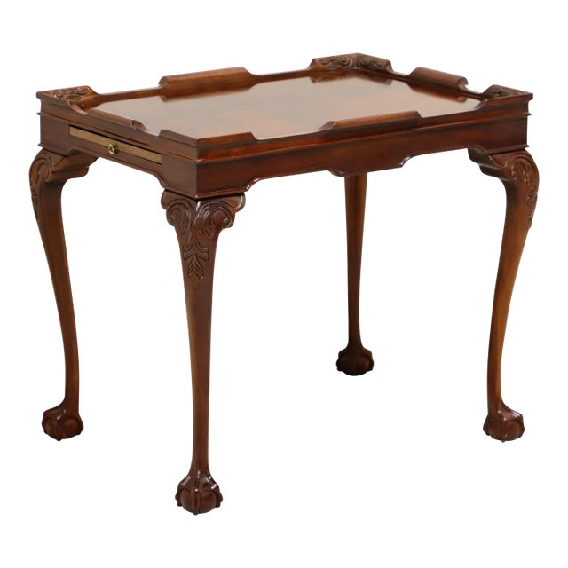 Late 20th Century Solid Flame Mahogany Chippendale Tea Table - A For Sale