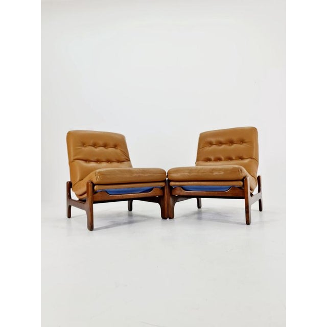 Mid-Century Armchairs in Leather and Walnut Wood, Sweden, 1960s For Sale - Image 5 of 11