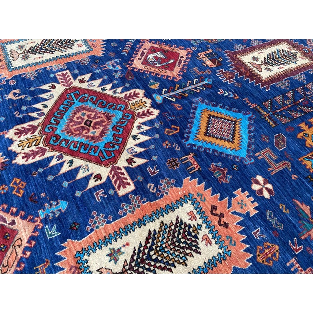 Textile Vintage Shirvan Kork Wool Rug, Indigo Medallion For Sale - Image 7 of 8