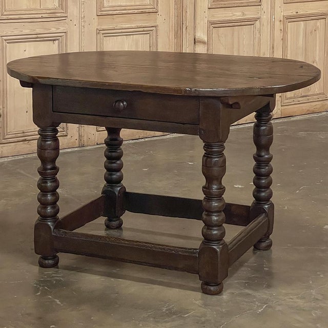 French Early 18th Century French Louis XIII Solid Oak End Table For Sale - Image 3 of 18