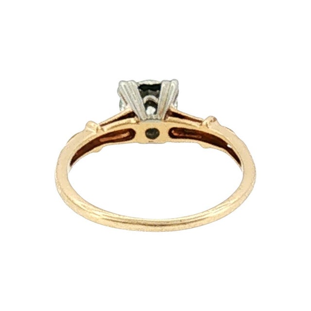 Mid-Century Modern 1940's 14k Two Tone .57 Carat Diamond Engagement Ring, Size 4.5 For Sale - Image 3 of 4