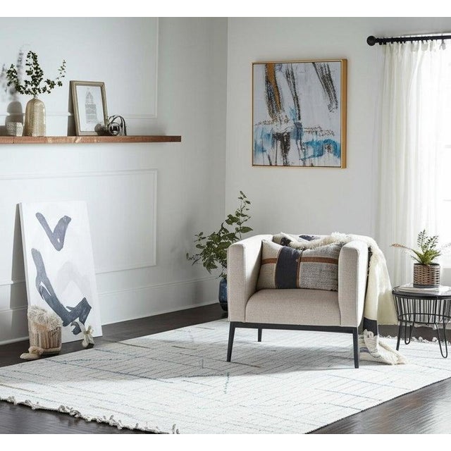 Ivory 8x11 Ivory Hand-Knotted Wool Staircase Motif Geometric Modern Carpet Rug For Sale - Image 8 of 8