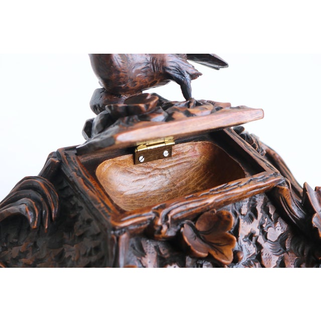 19th Century Black Forest Swiss Two Tier Jewelry Box with Fox and Bird, 1880 For Sale - Image 6 of 15