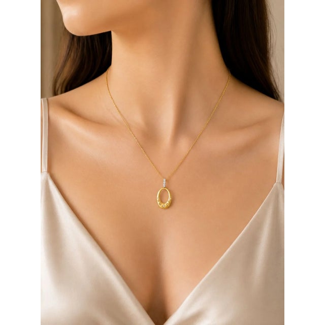 Modern Late 20th Century 18K Gold Designer Cordova Diamond Champagne Pendant Necklace Slide For Sale - Image 3 of 3