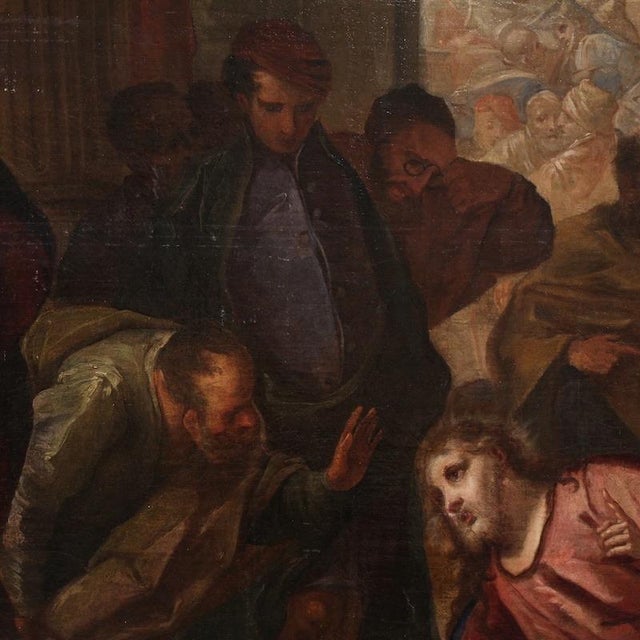 Venetian Artist, Christ and the Adulteress, 1590, Oil on Canvas For Sale - Image 12 of 16