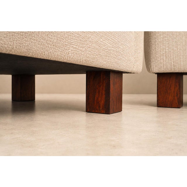 Ivory Brazilian Modern Armchairs in Rosewood & Textured Bouclé-Weave Upholstery by Celina, 1960s For Sale - Image 8 of 18