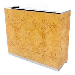 Milo Baughman Decor Burl Walnut & Chrome Mid-Century Modern Liquor Serving Bar For Sale