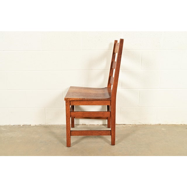 L. & J. G. Stickley Antique Mission Oak Arts & Crafts Ladder Back Desk Chair or Side Chair, Circa 1910 For Sale - Image 11 of 14