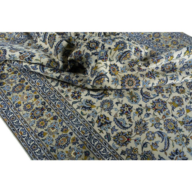 Hand-Knotted Kashan Cork Rug in Beige For Sale - Image 11 of 13