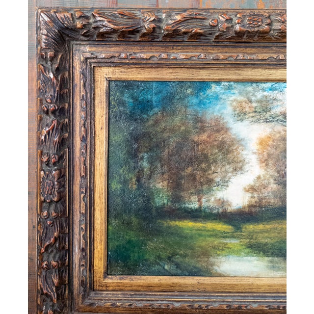 American 19th Century American Impressionist Landscape in Modern Frame, Signed Illegibly For Sale - Image 3 of 12