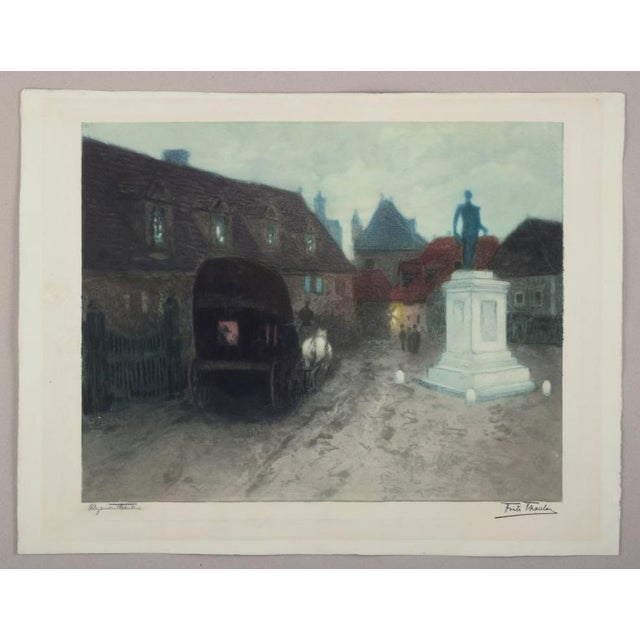 Frits Thaulow (1847-1906), a well-listed Norwegian artist. Color lithograph of "Grev Wedels Plass". Signed in pencil....