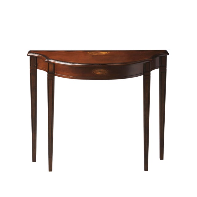 Spritely Home Accent Furniture Chester Cherry Demilune Console Table For Sale - Image 4 of 4