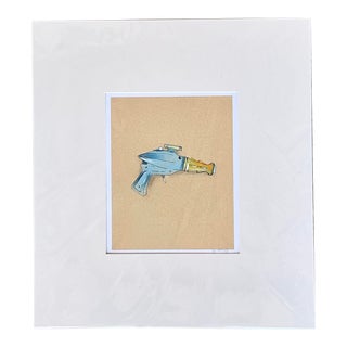 Contemporary Hand Signed Original Print of Space Age Water Pistol For Sale