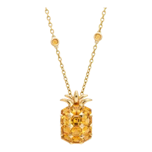 Citrine Pineapple 18k Yellow Gold 22" Chain Necklace