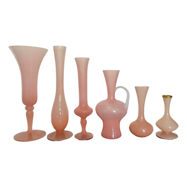 Art Deco French Opaline Vases, 1920, Set of 6 For Sale