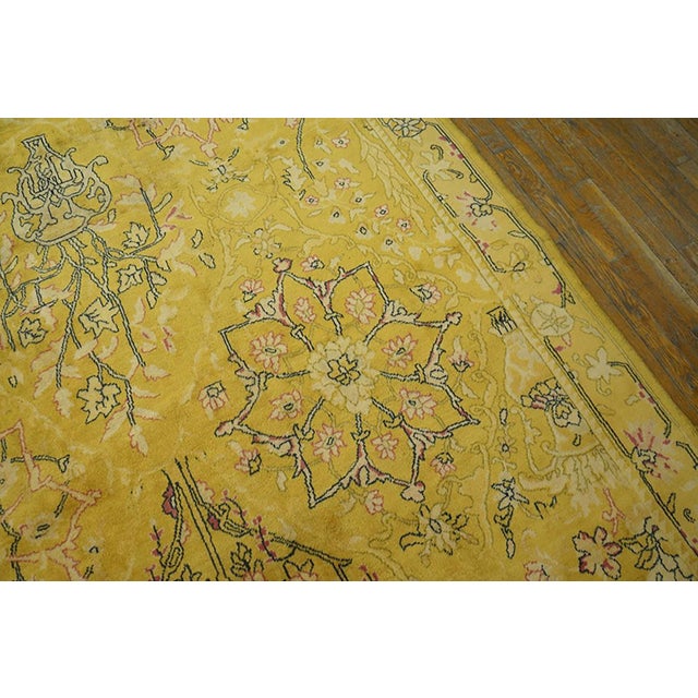 Textile Rare and Beautiful Floral Design on Yellow-Mustard Background Color Antique Indian Lahore Rug For Sale - Image 7 of 7