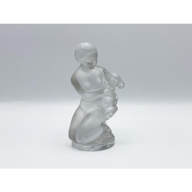 Lady with a Fawn Figurine in Crystal, 1980s For Sale - Image 3 of 15