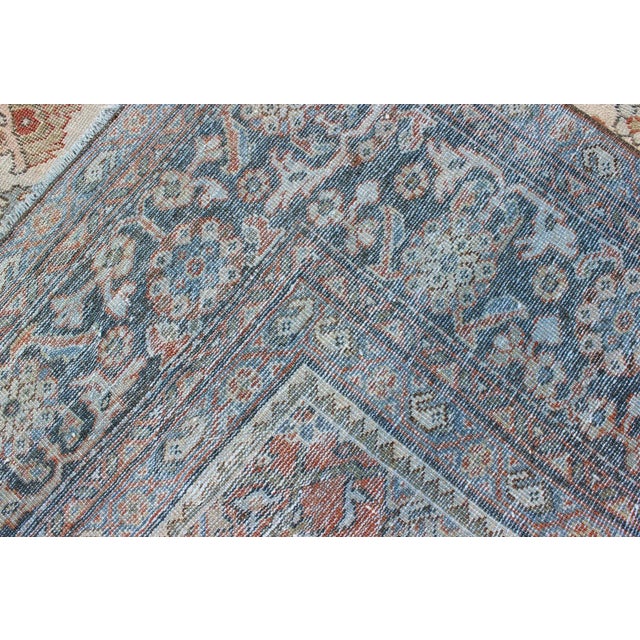 1910s Antique Sultanabad-Mahal Rug in Ivory, Terracotta, Light Blue, Charcoal For Sale - Image 5 of 12