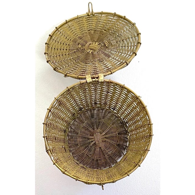 19th Century Napoleon III Woven Gilt Bronze Handled Basket, Weave Table Box For Sale - Image 9 of 13
