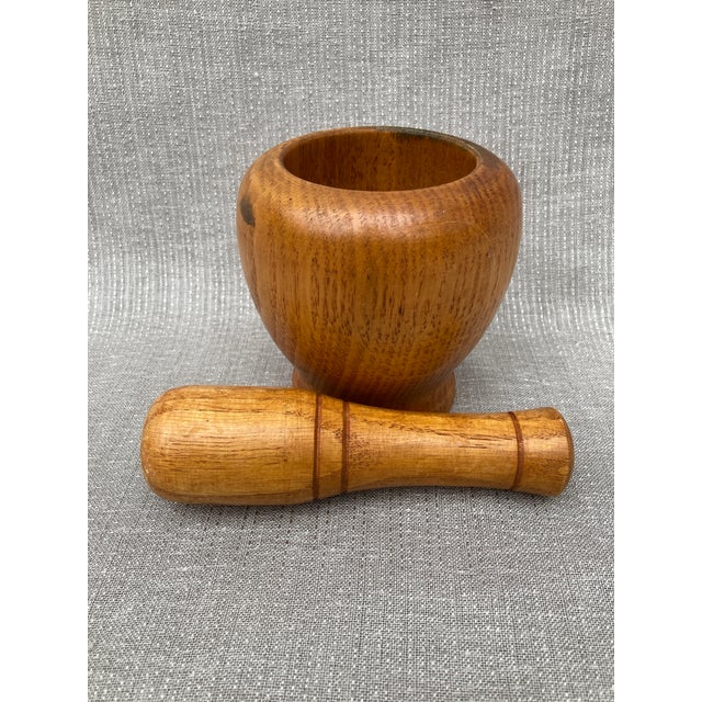 Vintage Hand Turned Wooden Mortar and Pestle For Sale - Image 10 of 10