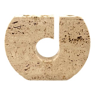 Brutalist Travertine Candleholder by Fratelli Mannelli for Enzo Mari, Italy, 1970s For Sale