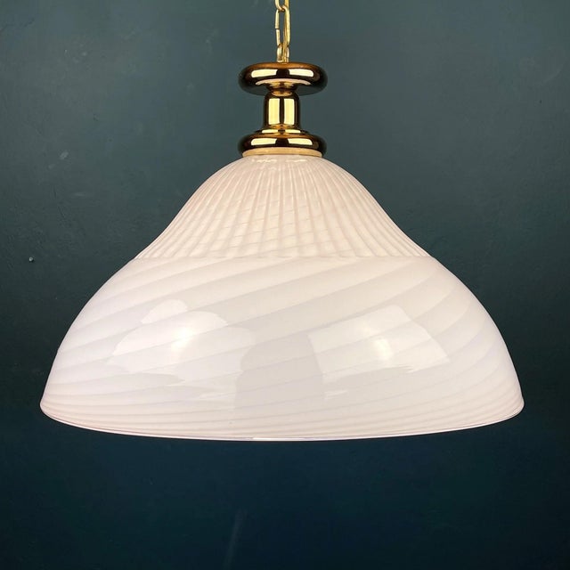 Large Italian Swirl Pendant Lamp in Pink Murano Glass, 1970s For Sale - Image 9 of 11