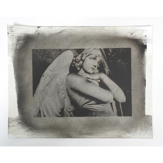 Late 20th century gray tones photograph on paper by Eric C. Weller (20th century) Texas of the Monteverde Angel sculpture....