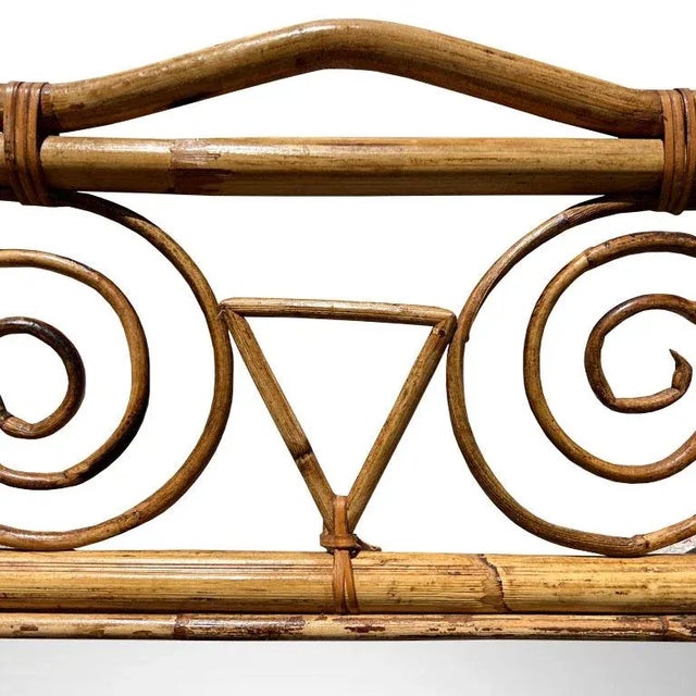 1970s Vintage Italian Torched or Tortoise Bamboo Wall Mirror - 1970s Italy For Sale - Image 5 of 6