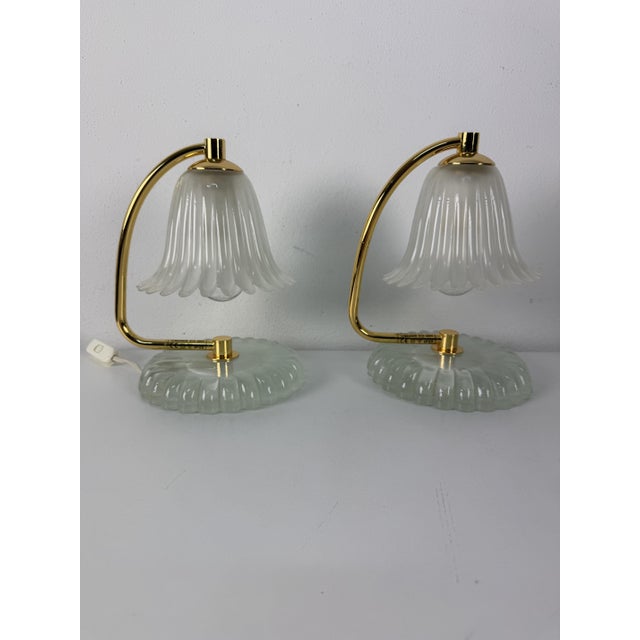 Gold Murano Glass and Brass Bedside Lamps from Murano Due, 1970s, Set of 2 For Sale - Image 8 of 14