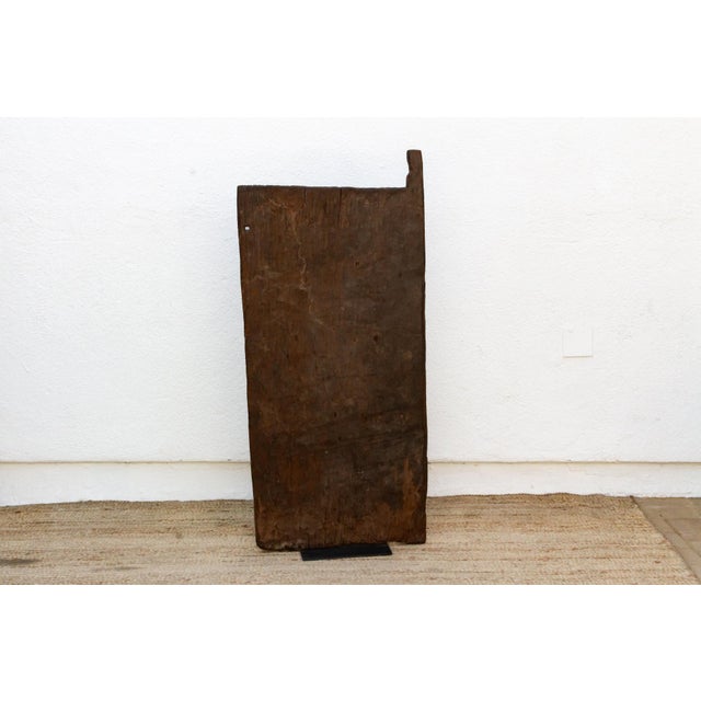 Wood Ancient Hourglass Carved Motif African Door For Sale - Image 7 of 8
