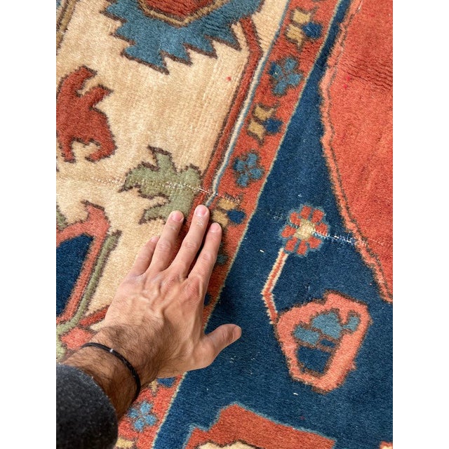 Turkish Vintage Turkish SERAPI Design Rusty Terracotta Rug 7.3 x 10 For Sale - Image 3 of 10