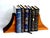 Offered is a pair of vintage mid 20th Century Brostrom brand staved and lathed Teak wood bookends featuring a curved,...