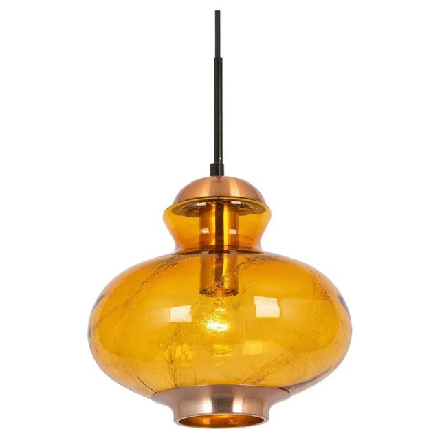 Gold Small Murano Pendant Light attributed to Doria, Germany, 1970s For Sale - Image 8 of 8