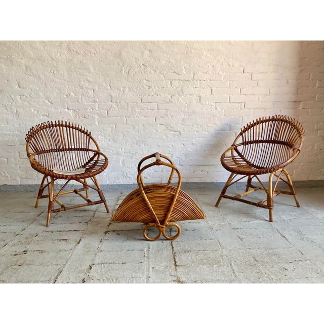 Light Yellow Wicker Magazine Rack from Vivai del Sud, 1970s For Sale - Image 8 of 8