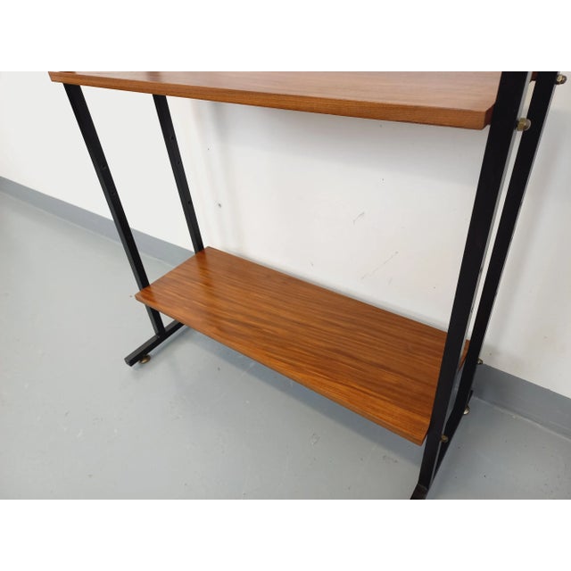 Tan Vintage Italian Modular Teak and Metal Bookcase, 1960s For Sale - Image 8 of 14