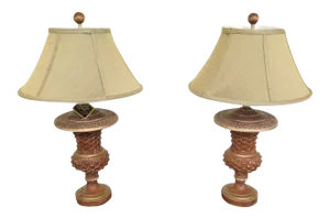 Natural Light Decorator Table Lamps W/ Shades - a Pair