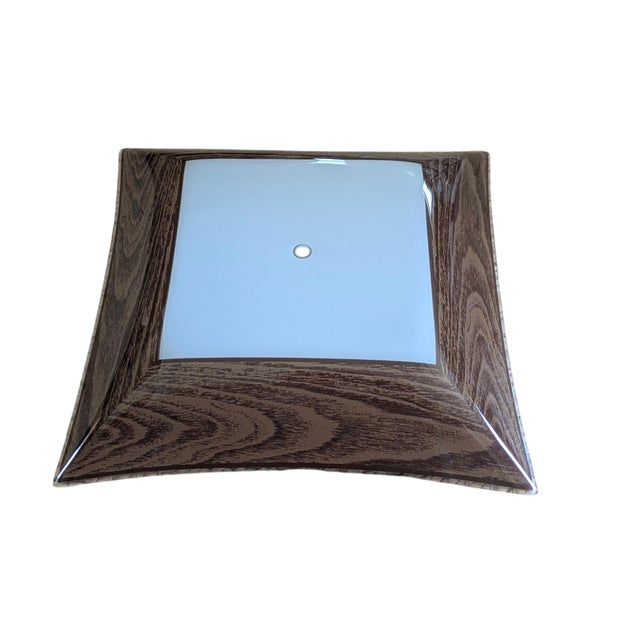 Moe Light Mid Century Modern Faux Bois Glass Light Fixture Cover For Sale - Image 4 of 13