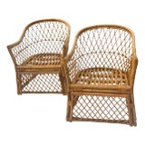 Rattan Lounge Chairs Set of 2 Circa 1960's For Sale
