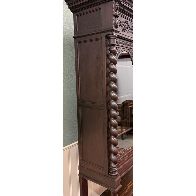 Antique French Louis XIII Style Bookcase Display Cabinet Barley Twist Oak c.1880 For Sale - Image 11 of 18