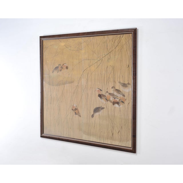 Early 20th Century Japanese Taishō/Shōwa Painting Flock of Ducks in Winter Pond For Sale - Image 5 of 18